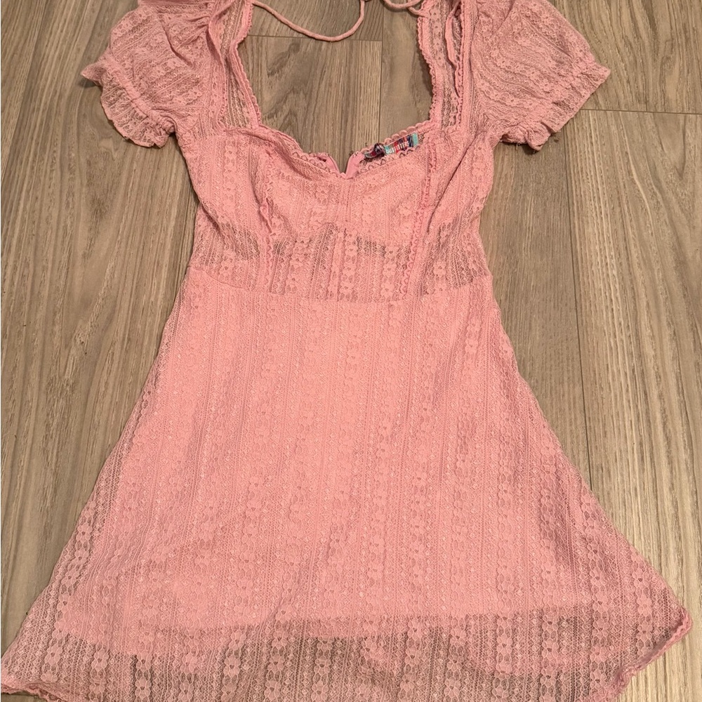 Urban Outfitters Pink Lace Babydoll Mini Dress Coquette Spring | Size Small